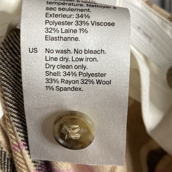 NWT COS Pleated Wide-Leg Checked Trousers Women's 12 - Picture 6 of 10